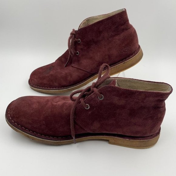 UGG Suede Lace Up Boots Mens Size 9 Wine Color main image 7